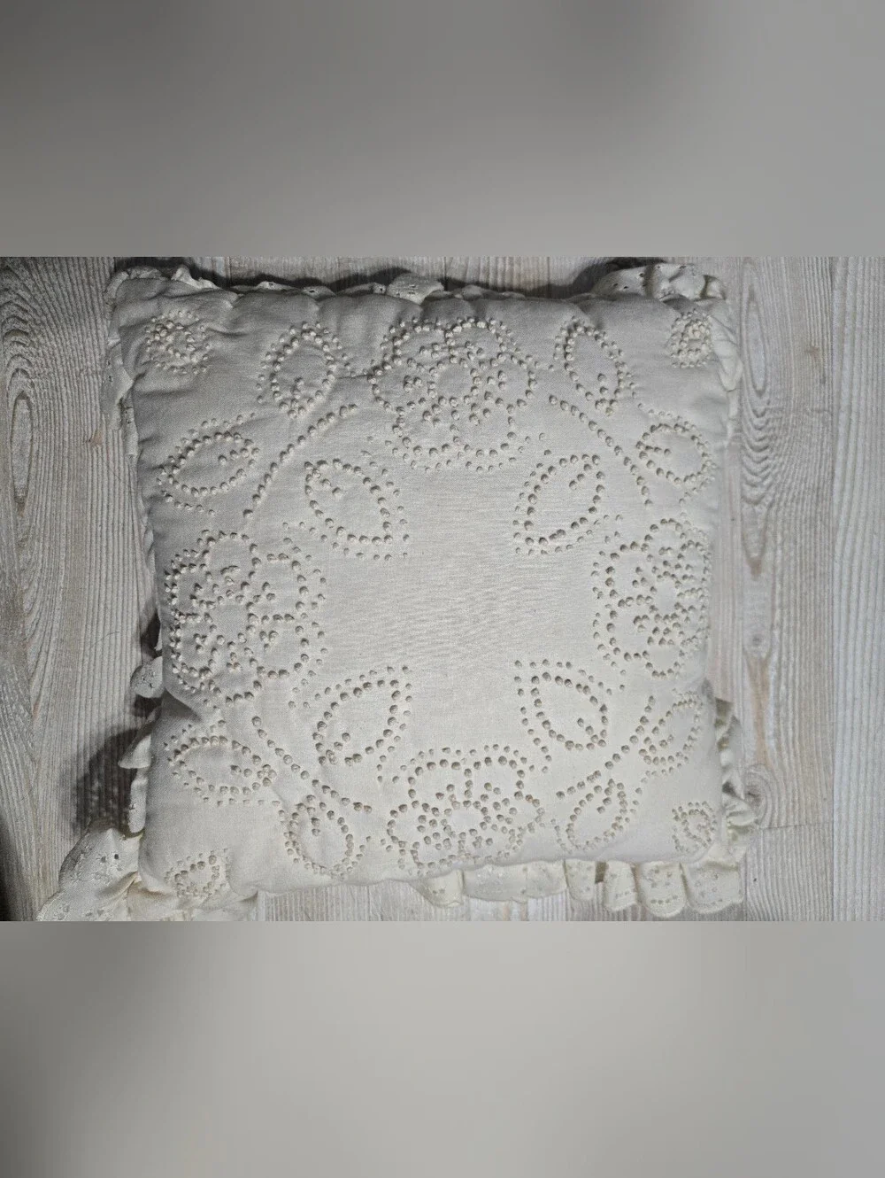 Vintage Cream French Knot Floral Embroidered Pillow